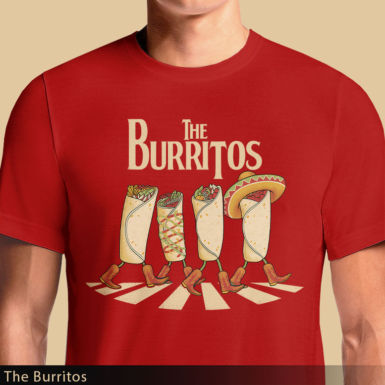 Thumbnail: The Burritos T-Shirt – Funny Beatles Abbey Road Food Parody Tee | OSOM.in