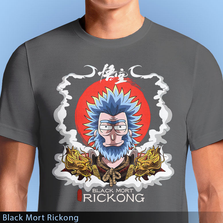 Thumbnail: Black Mort Rickong T-Shirt - Rick Sanchez Meets Black Myth Wukong