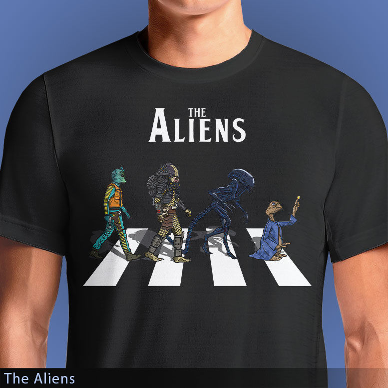 Thumbnail: The Aliens T-Shirt - Iconic Sci-Fi Abbey Road Mashup osom.in