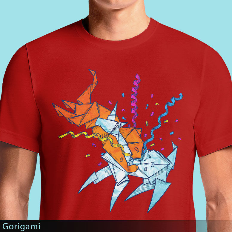 Thumbnail: Gorigami T-Shirt – Origami Lion vs. Unicorn Party Battle | OSOM.in