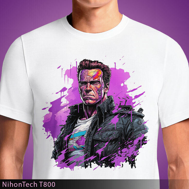 Thumbnail: NihonTech T800 T-Shirt – Cyberpunk Arnold Schwarzenegger Meets Futuristic Fashion
