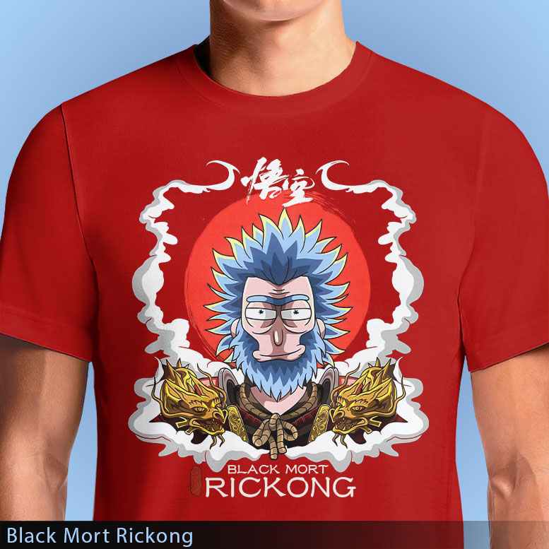 Thumbnail: Black Mort Rickong T-Shirt - Rick Sanchez Meets Black Myth Wukong