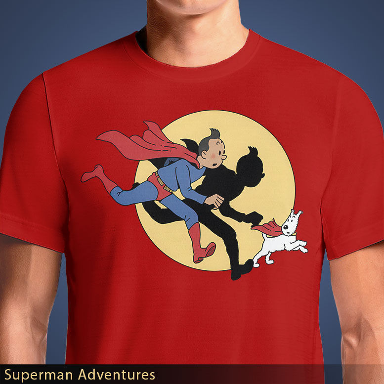 Thumbnail: Superman Adventures T-Shirt – Superman & Krypto Tintin Mashup OSOM.in