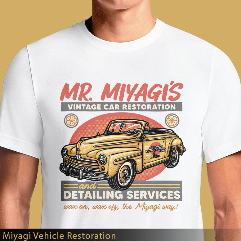 Thumbnail: Miyagi’s Vehicle Restoration T-Shirt | Classic Car & Pop Culture Tribute