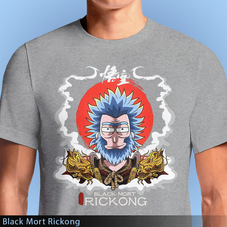 Thumbnail: Black Mort Rickong T-Shirt - Rick Sanchez Meets Black Myth Wukong