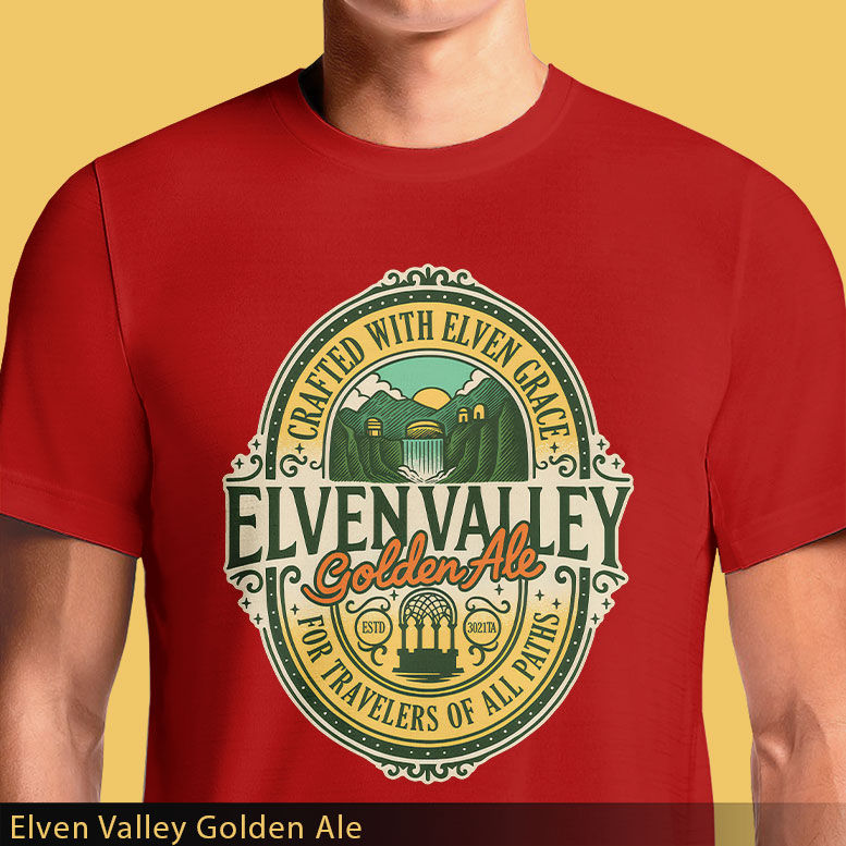 Thumbnail: Elven Valley Golden Ale T-Shirt – Fantasy Pub Style Tee for LOTR Fans | OSOM Tees