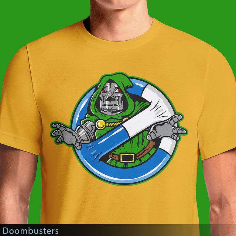 Thumbnail: Doombusters – Dr. Doom x Ghostbusters Mashup T-Shirt OSOM.in