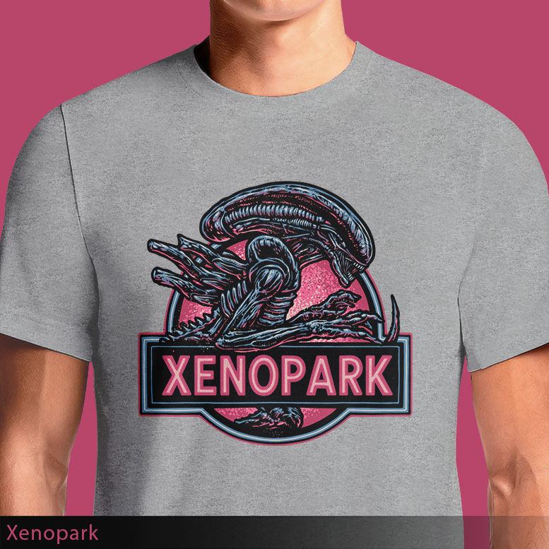 Thumbnail: Xenopark T-Shirt | Alien x Jurassic Park Mashup Tee | OSOM