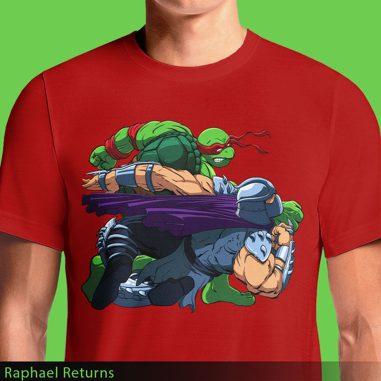 Thumbnail: Raphael Returns T-Shirt – TMNT vs Shredder Action Graphic Tee