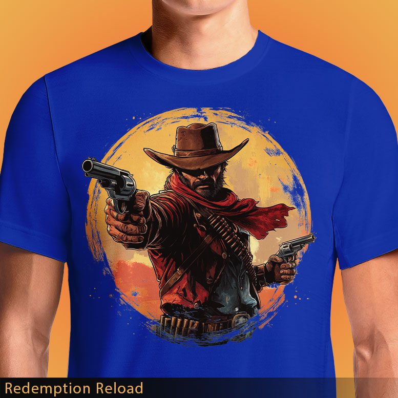 Thumbnail: Redemption Reload - Red Dead Redemption 2 T-Shirt | Outlaw Gun-Slinger Design | OSOM.in