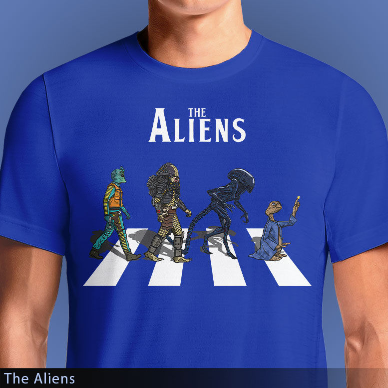 Thumbnail: The Aliens T-Shirt - Iconic Sci-Fi Abbey Road Mashup osom.in