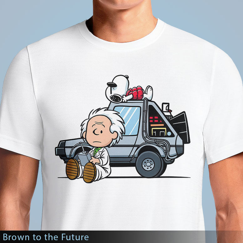 Thumbnail: Brown to the Future T-Shirt - Iconic Peanuts Meets Back to the Future Mashup