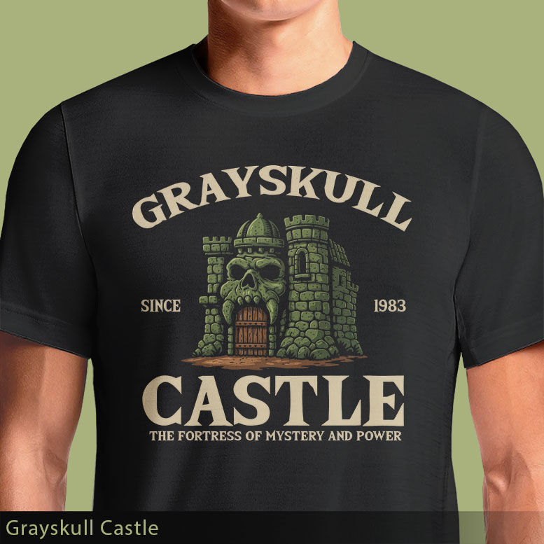 Honor the legendary Fortress of Mystery and Power with this Castle Grayskull inspired graphic t-shirt. Perfect for He-Man fan