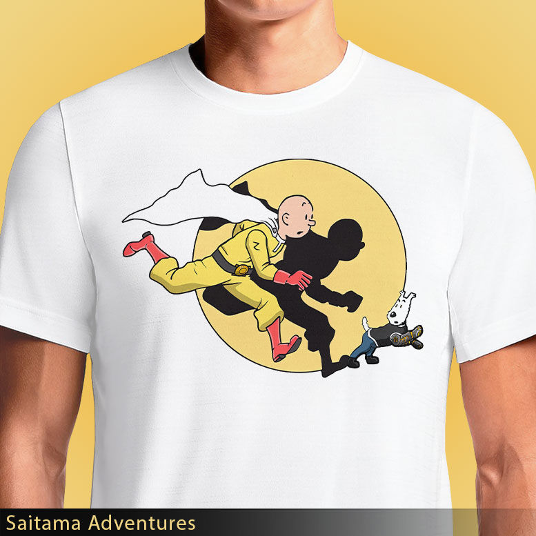 Thumbnail: One Punch Man Meets Tintin T-Shirt | Saitama as Tintin & Genos as Snowy