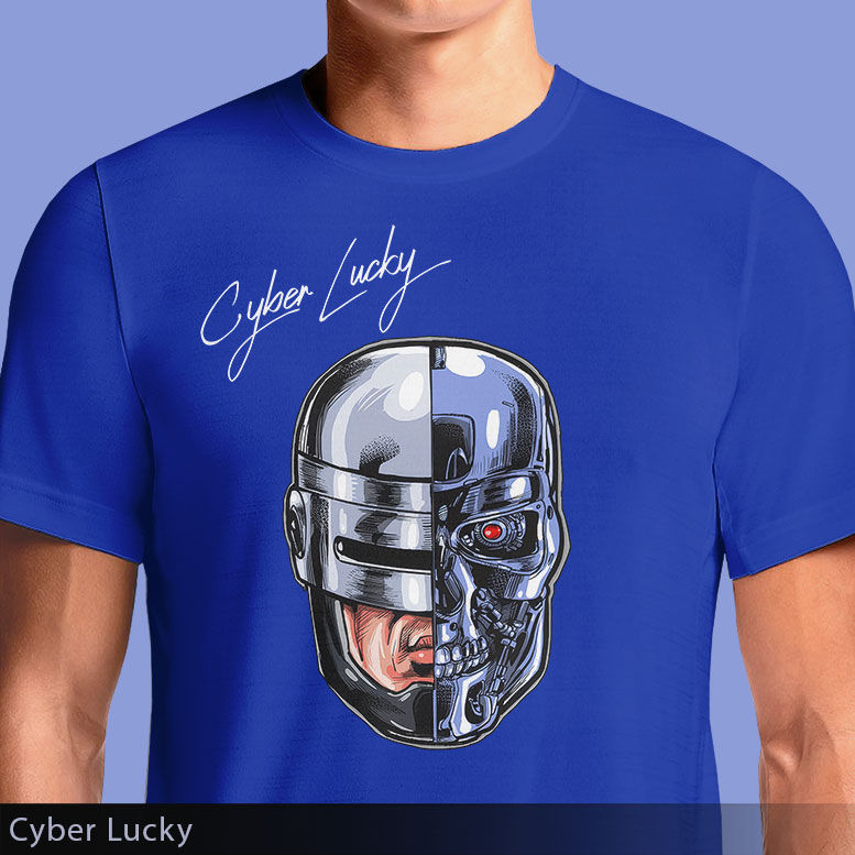 Thumbnail: Cyber Lucky T-Shirt – Robocop x Terminator Mashup Tee | OSOM