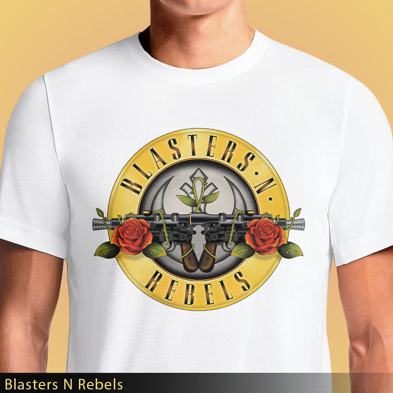 Thumbnail: Blasters N Rebels T-Shirt – Guns N’ Roses x Star Wars Mashup | OSOM