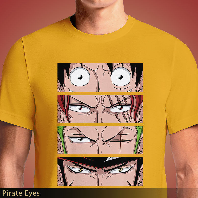 Thumbnail: Pirate Eyes T-Shirt | One Piece Characters - Luffy, Zoro, Shanks & Mihawk