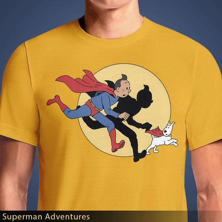 Thumbnail: Superman Adventures T-Shirt – Superman & Krypto Tintin Mashup OSOM.in