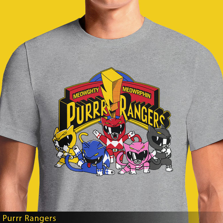Thumbnail: Purrr Rangers T-Shirt – Meowrphin Cat Power Parody Tee | OSOM
