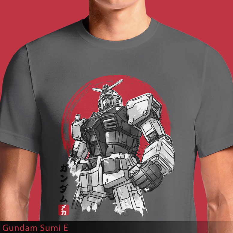 Thumbnail: Gundam Sumi E T-Shirt – Japanese Ink Style Mecha Tee