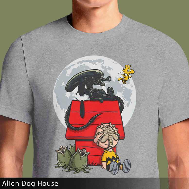 Alien Dog House T-Shirt | Peanuts Xenomorph Mashup Tee | OSOM.in