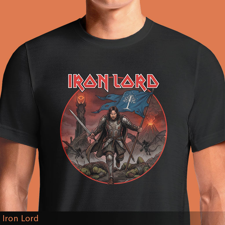 Iron Lord LOTR x Iron Maiden Mashup Graphic T-Shirt | Epic Fantasy Metal Tee | OSOM.in
