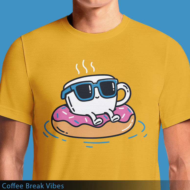 Thumbnail: Coffee Break Vibes T-Shirt – Chill Coffee Cup on Donut Float Tee OSOM
