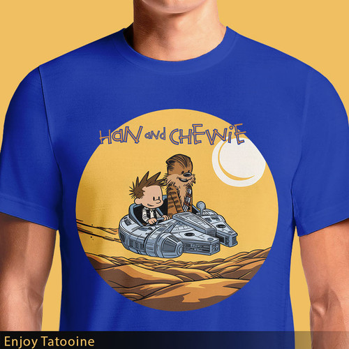 Enjoy Tatooine Han Chewie Calvin Hobbes Mashup T-Shirt
