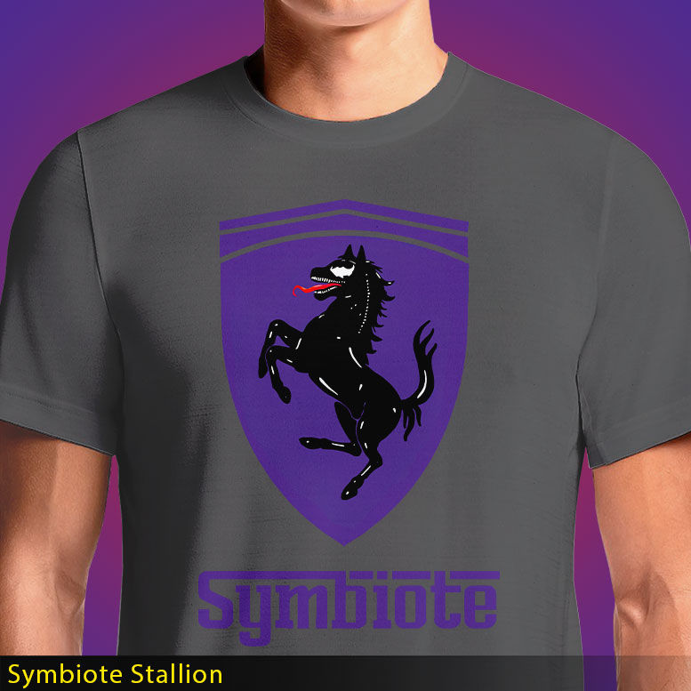 Thumbnail: Symbiote Stallion | OSOM Venom-Horse T-Shirt | Marvel Symbiote Meets Ferrari Horse Logo