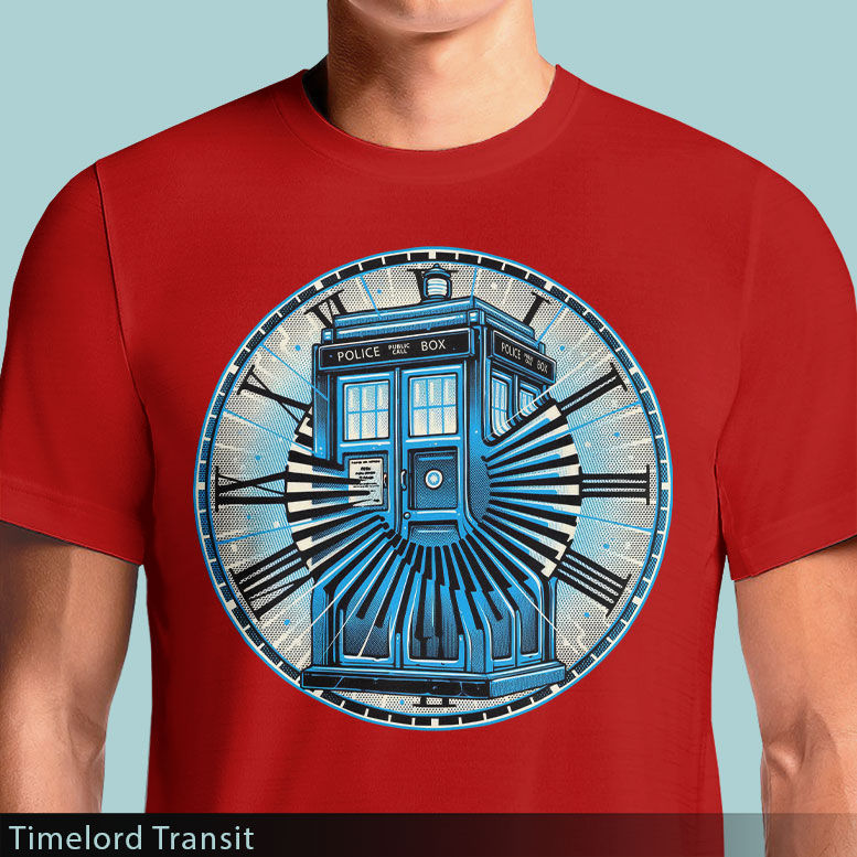 Thumbnail: Timelord Transit T-Shirt – Retro TARDIS Time Travel Tee OSOM.in