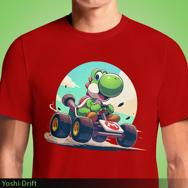 Thumbnail: Yoshi Drift T-Shirt – Super Mario Speed into Style | OSOM.in