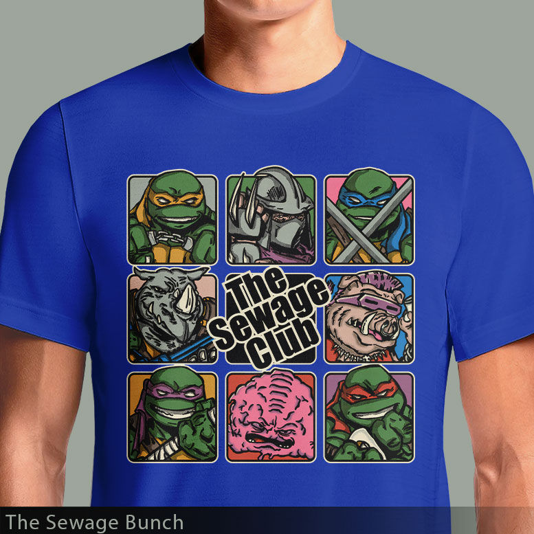 Thumbnail: The Sewage Bunch T-Shirt – Teenage Mutant Ninja Turtles Parody Tee
