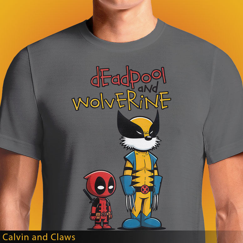Thumbnail: Calvin and Claws – Deadpool & Wolverine Mashup T-Shirt | OSOM.in
