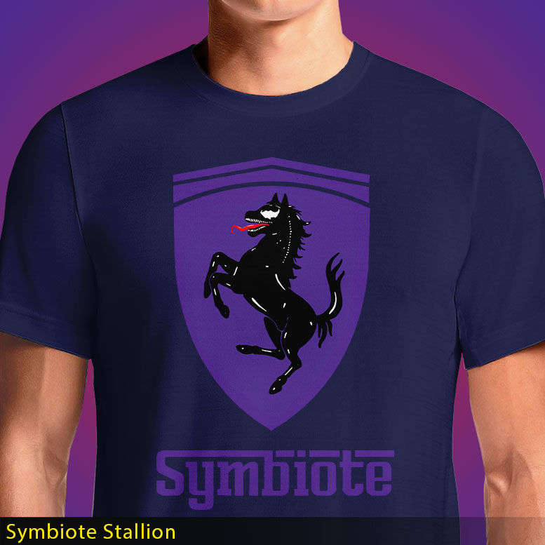 Thumbnail: Symbiote Stallion | OSOM Venom-Horse T-Shirt | Marvel Symbiote Meets Ferrari Horse Logo