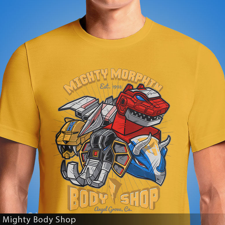 Thumbnail: Might Morphin Body Shop T-Shirt | OSOM.in