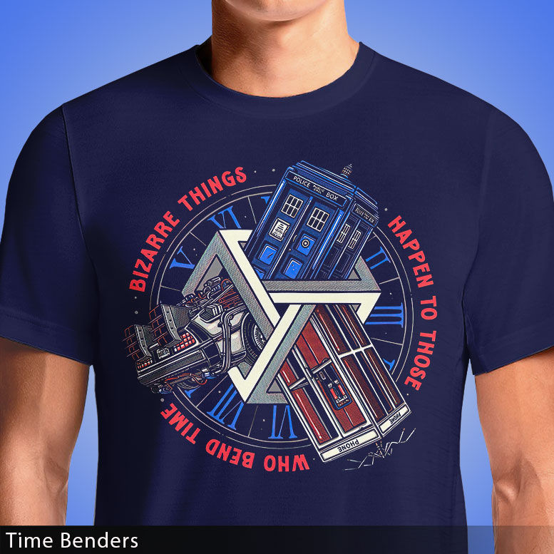 Time Benders T-Shirt – Delorean, TARDIS & Phone Booth Mashup | OSOM.in