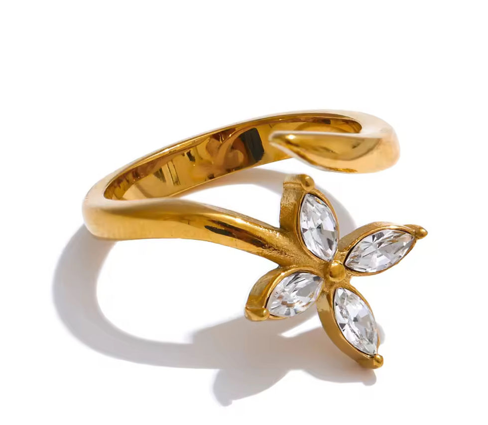 Stainless Steel Adjustuble Flower Ring