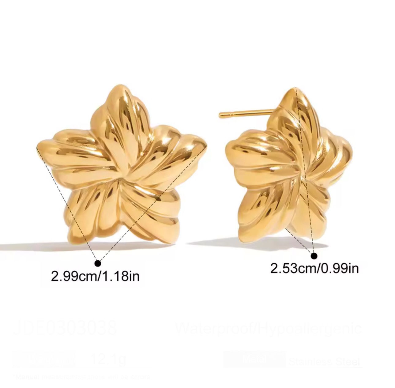 Stainless Steel Ribbed Design Earrings