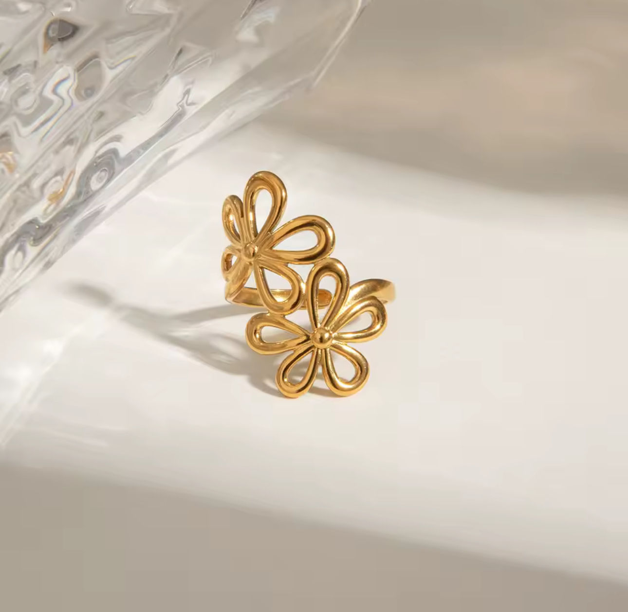 Stainless Steel Five Petal Ring