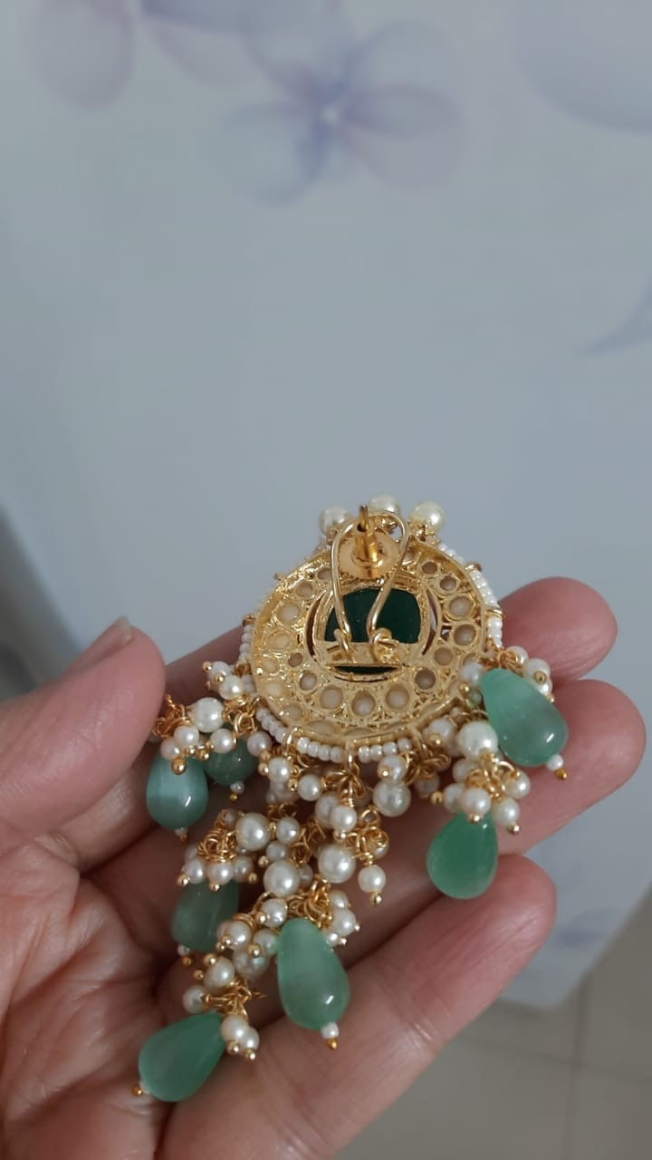 Thumbnail: Polki Kundan Earrings + Carved Stones