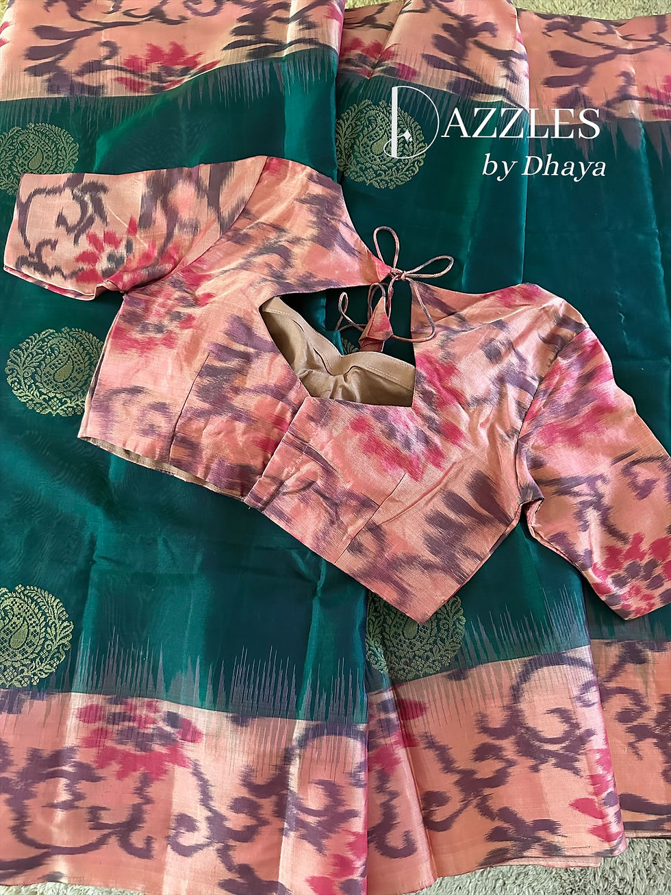 Thumbnail: 38-42| Kanchi soft silk w Ikat style woven border