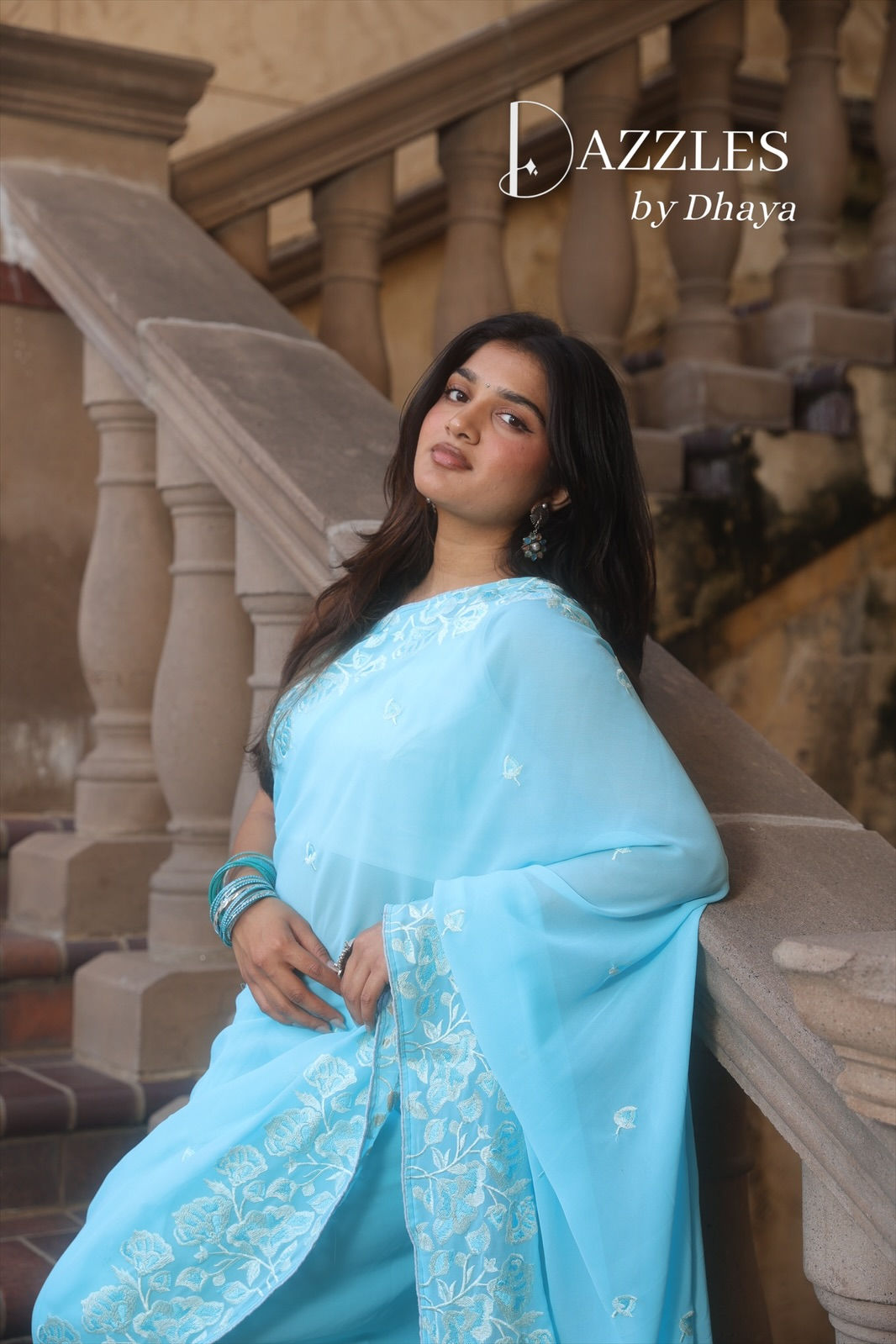 38-42| Embroidered Floral Georgette + Sleeves