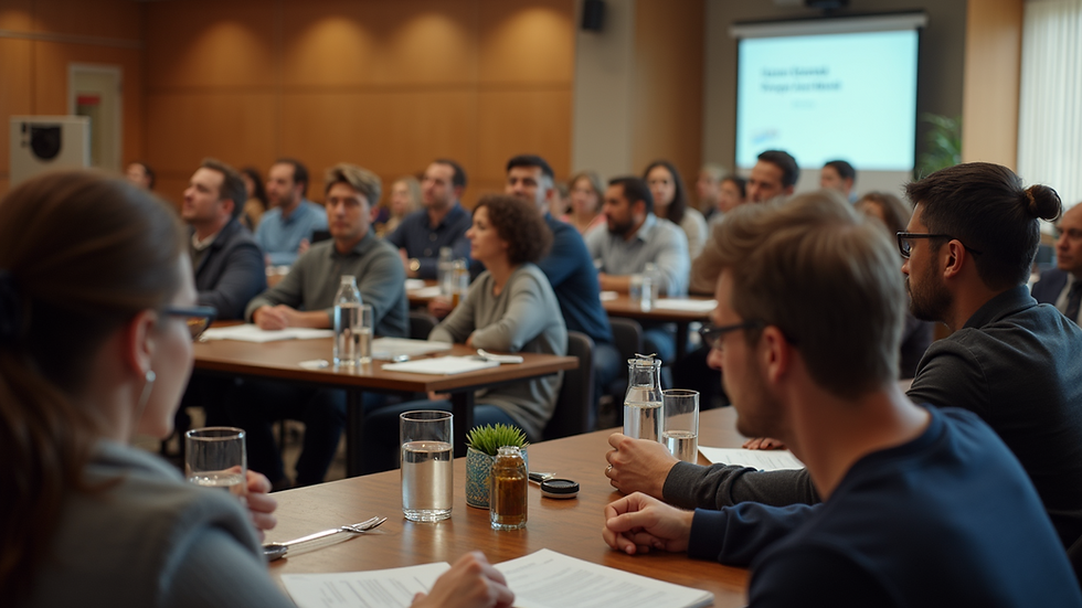 High angle view of community meeting with diverse participants