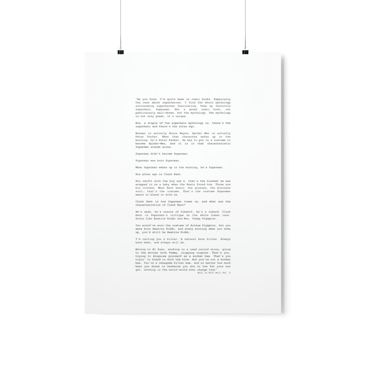 Premium Matte Posters - Kill Bill Monologue