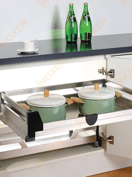 Phụ kiện tủ bếp giá để xoong nồi inox đơn giản cho căn bếp