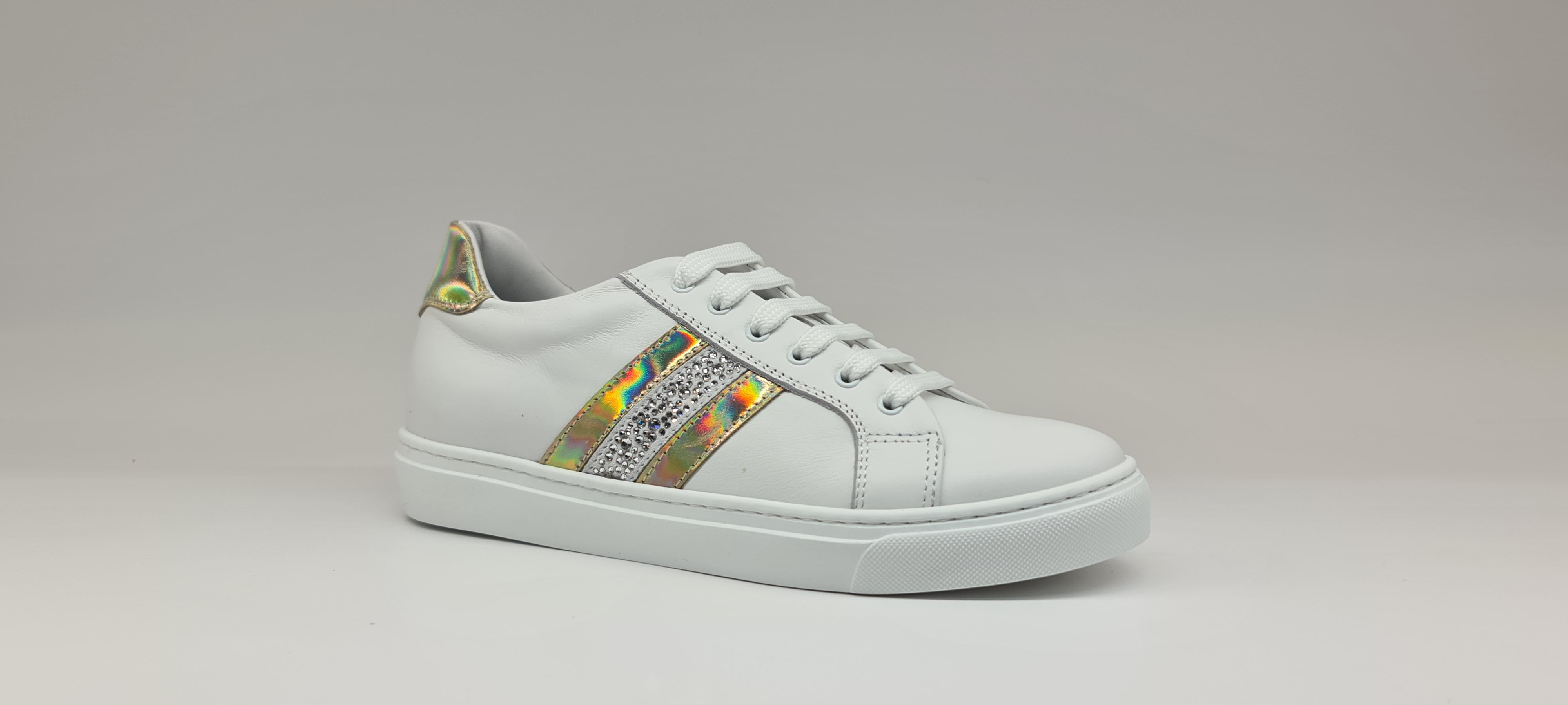 Sneaker bianca e oro con Swarovski - Art 844
