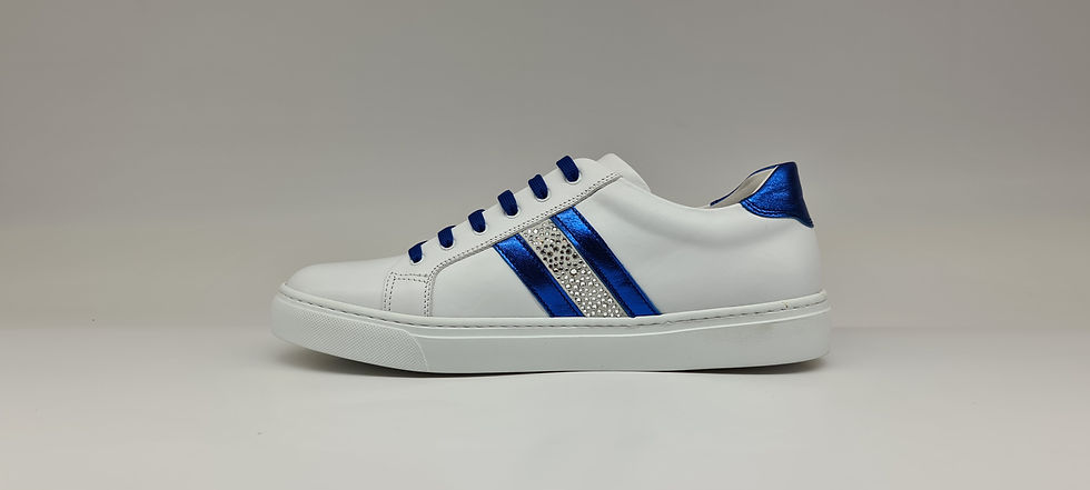 Miniatura: Sneaker bianca e blu con Swarovski - Art 641