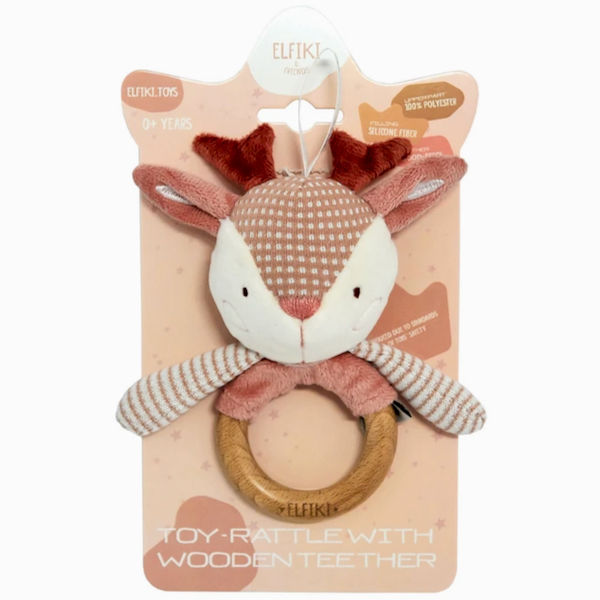 Thumbnail: Soft Rattle with wooden teether