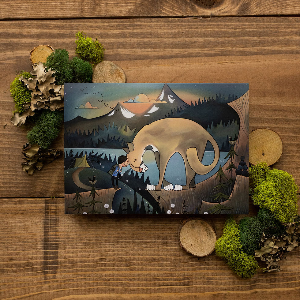 Thumbnail: #34 Mountain Lion Snuggle - Blank Card
