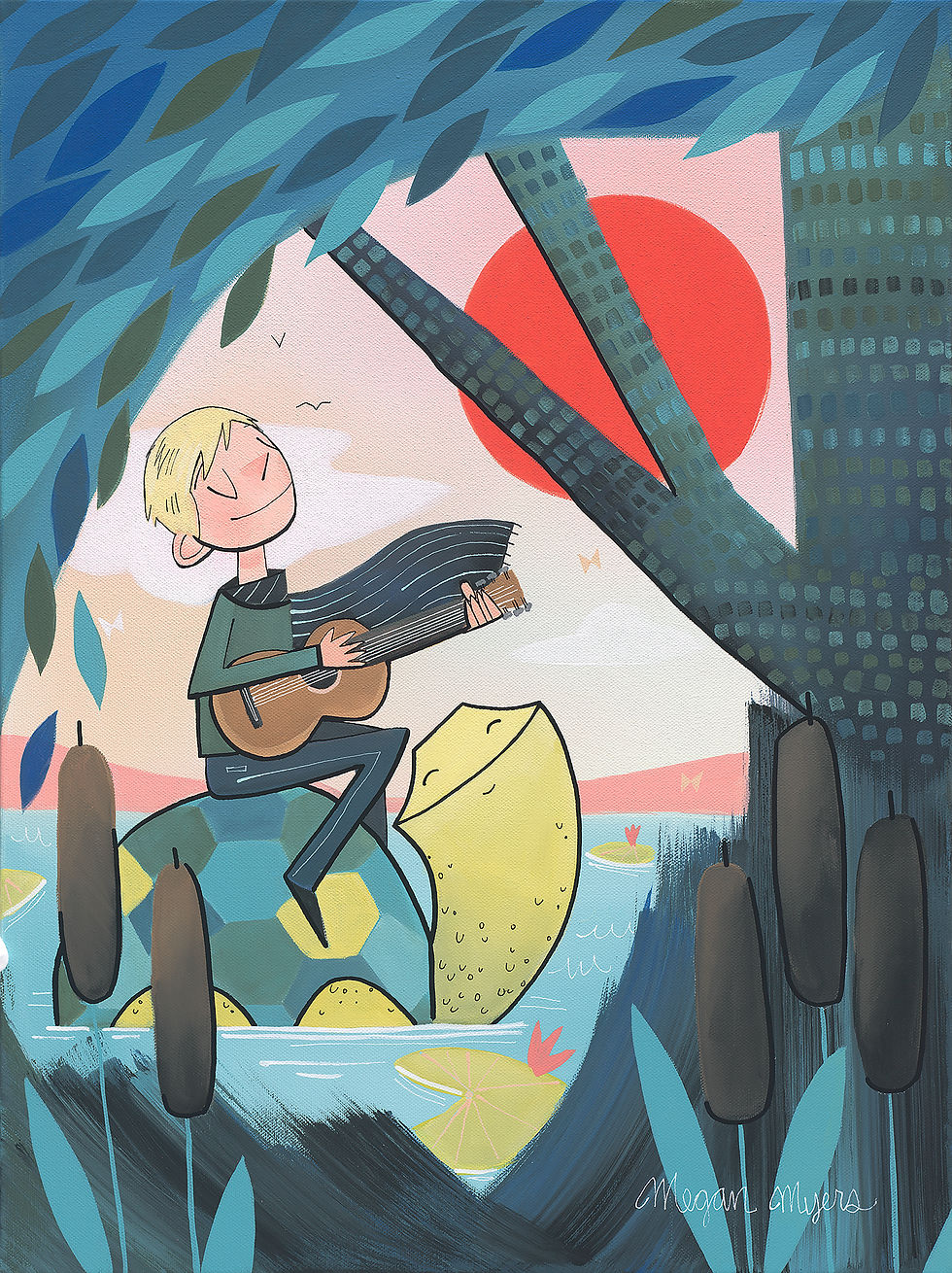 #91 Boy and Turtle - Art Print